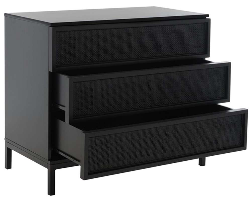 Safavieh - Zadie 3 Drawer Rattan Chest - Black - CHS5004E veiw 4