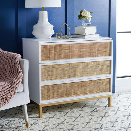 Safavieh - Zadie 3 Drawer Rattan Chest - White - Gold - CHS5004B veiw 2