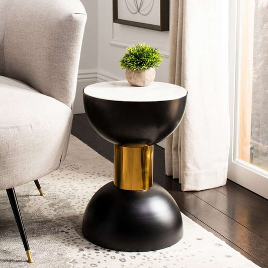 Safavieh - Zephyr Round Accent Table - White - Black - ACC3212A veiw 2