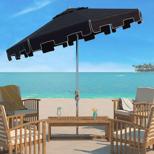 Safavieh - Zimmerman 9 Ft Market Umbrella - Black - White - PAT8000M veiw 2