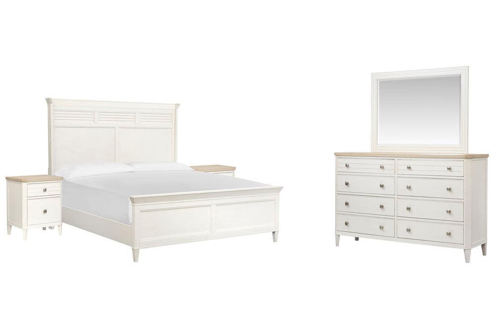 Salt Life Home - Echo Isles Sea Pearl And Driftwood Queen Classic Panel Bed 2 Telephone Tables And Drawer Dresser With Landscape Mirror - B6310-57-KIT8 view 1