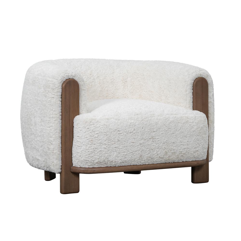 Salted Oak - Acadia Accent Chair White Upholstered Polyester Brown Wood Modern - STO4201-ATC veiw 1