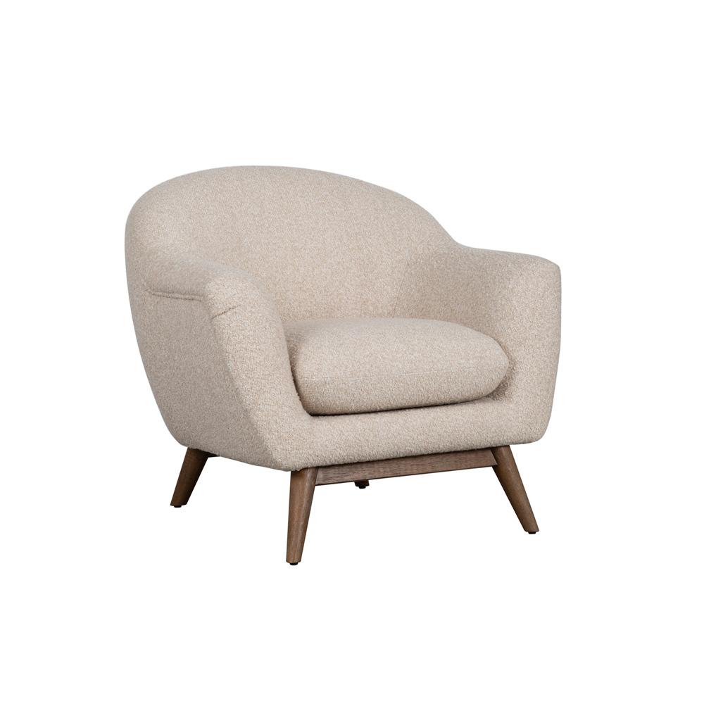 Salted Oak - Baker Accent Chair Biege Upholstered Polyester Brown Wood Modern - ST04202-FTO veiw 1