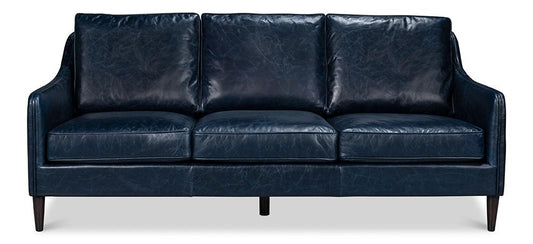 Sarreid Ltd - Alehandro Leather Sofa, Chateau Blue - 54057 veiw 2