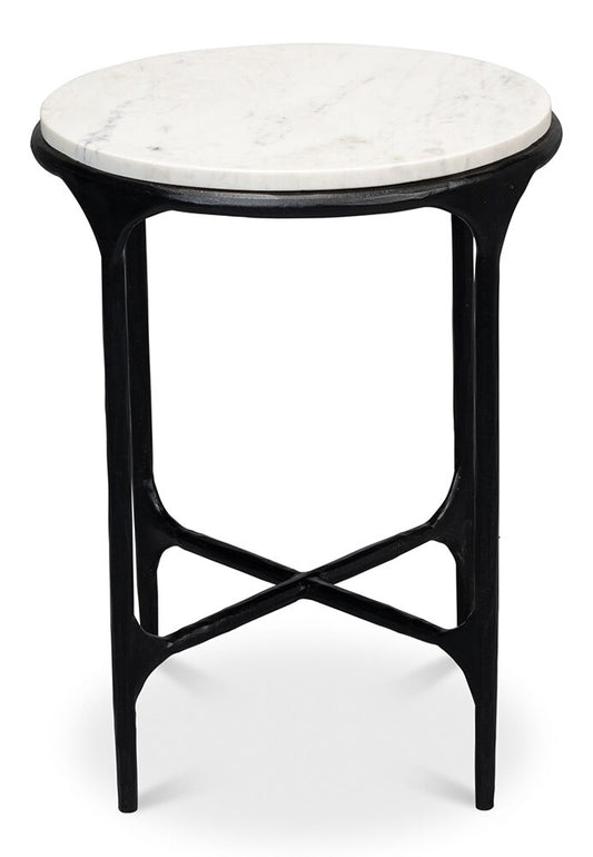 Sarreid Ltd - Anapa Round End Table - White - 53839 veiw 2