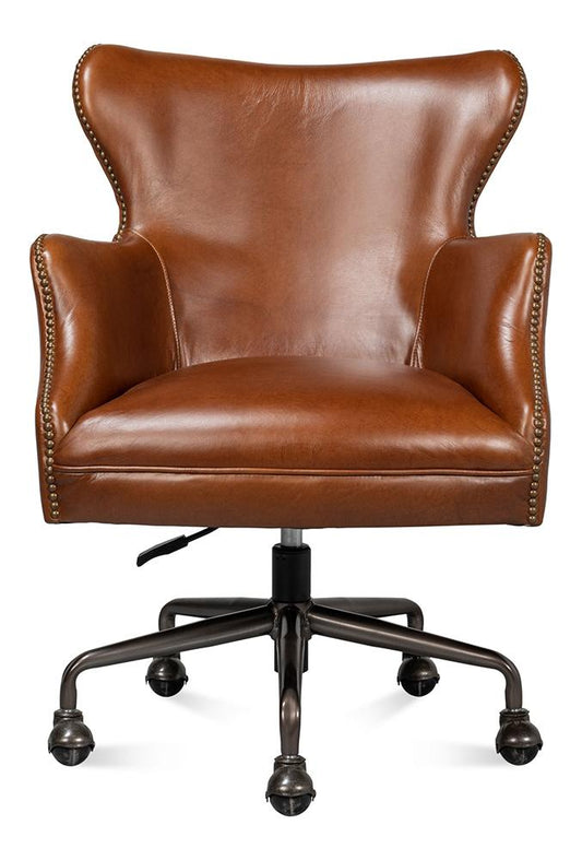 Sarreid Ltd - Andrew Jackson Desk Chair,Havana Leather - 53124 veiw 2