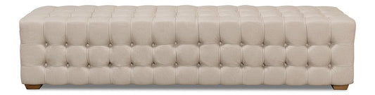 Sarreid Ltd - Beam Bench, Tufted Beige Linen - 28683 veiw 2