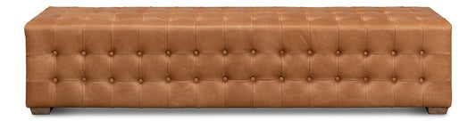 Sarreid Ltd - Beam Bench Tufted Leather - Brown - 53544 veiw 2