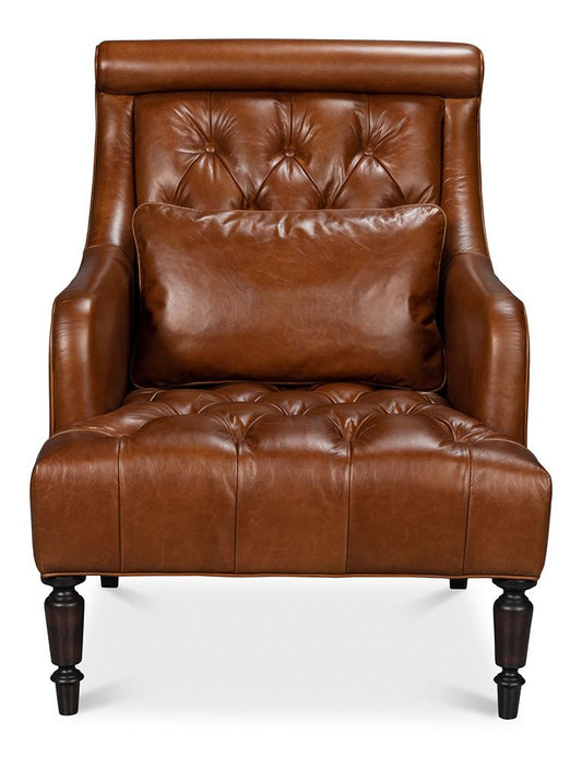 Sarreid Ltd - Benton Distilled Leather Chair,Brown - 54167 veiw 2