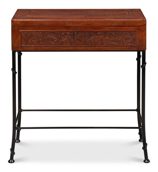 Sarreid Ltd - Botanical Leather Box On Stand - 18446 veiw 2