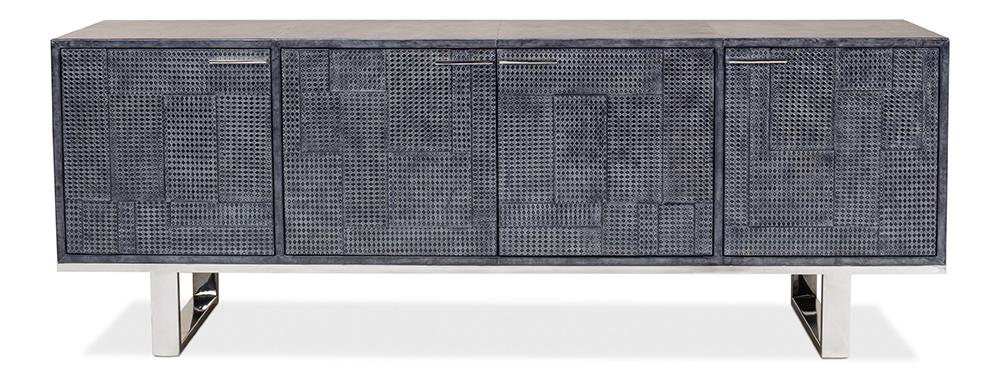 Sarreid Ltd - Bronzini Credenza, Embossed Blue/Grey - 53136 veiw 2