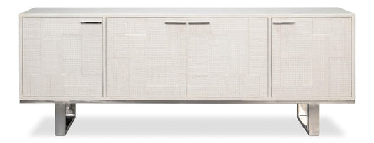 Sarreid Ltd - Bronzini Credenza, Embossed White in White - 53136-W view 2