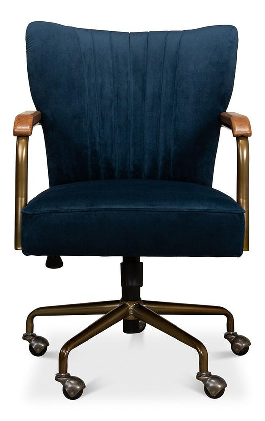 Sarreid Ltd - Brooks Swivel Chair - Blue - 30615 veiw 2
