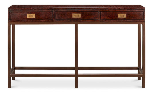 Sarreid Ltd - Campaign Embossed Console in Brown - 29859 view 2