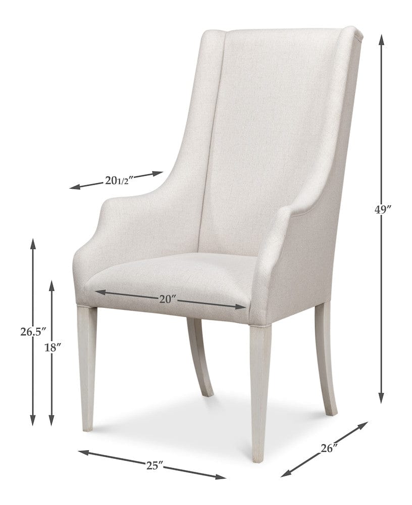 Sarreid Ltd - Captains Chair,Cortina White,Cream Fabrc in White - U226-08AS view 13