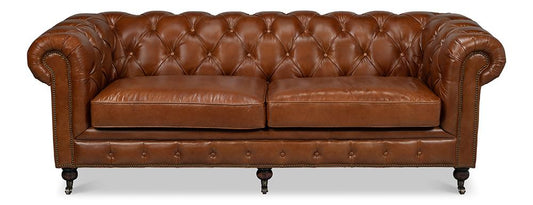 Sarreid Ltd - Castered Chesterfield Sofa - Brown - 29893 veiw 2