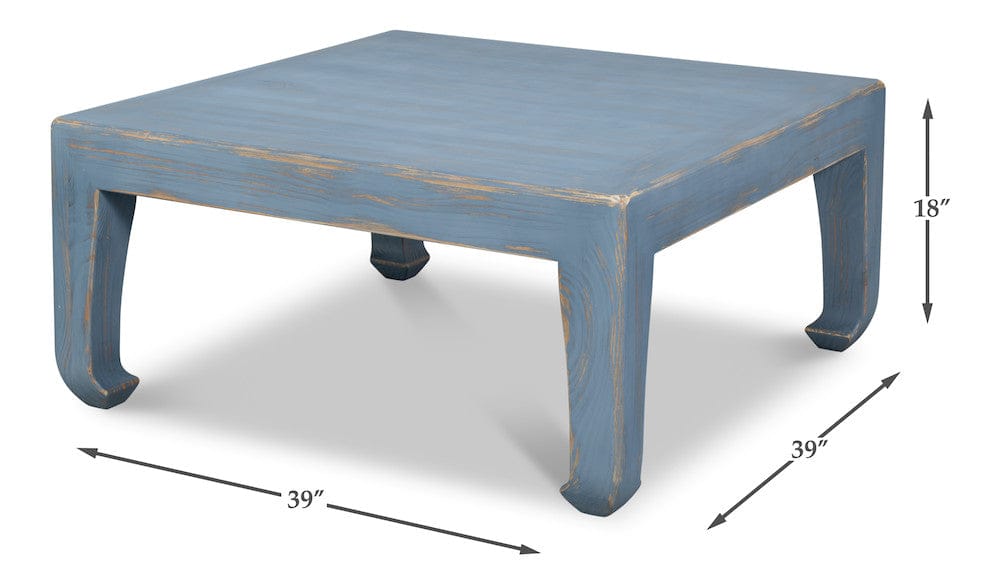 Sarreid Ltd - Classic Chinese Cocktail Table, Blue in Blue - 54316 view 11