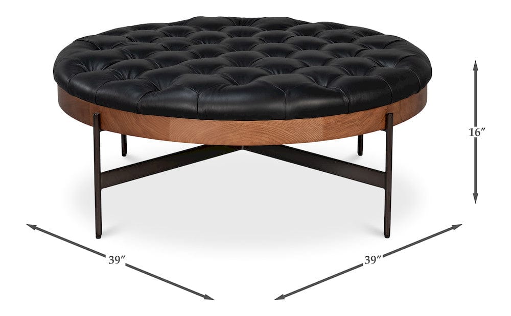 Sarreid Ltd - Corbet Cocktail Ottoman Onyx Black Lthr in Black - 54245-OB view 12