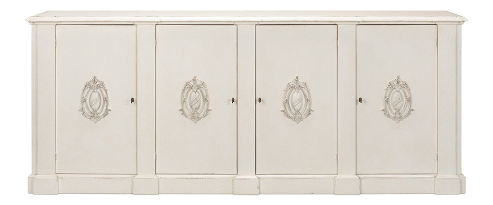 Sarreid Ltd - Crested Wall Cabinet,White/White Finish - R110-37 veiw 2