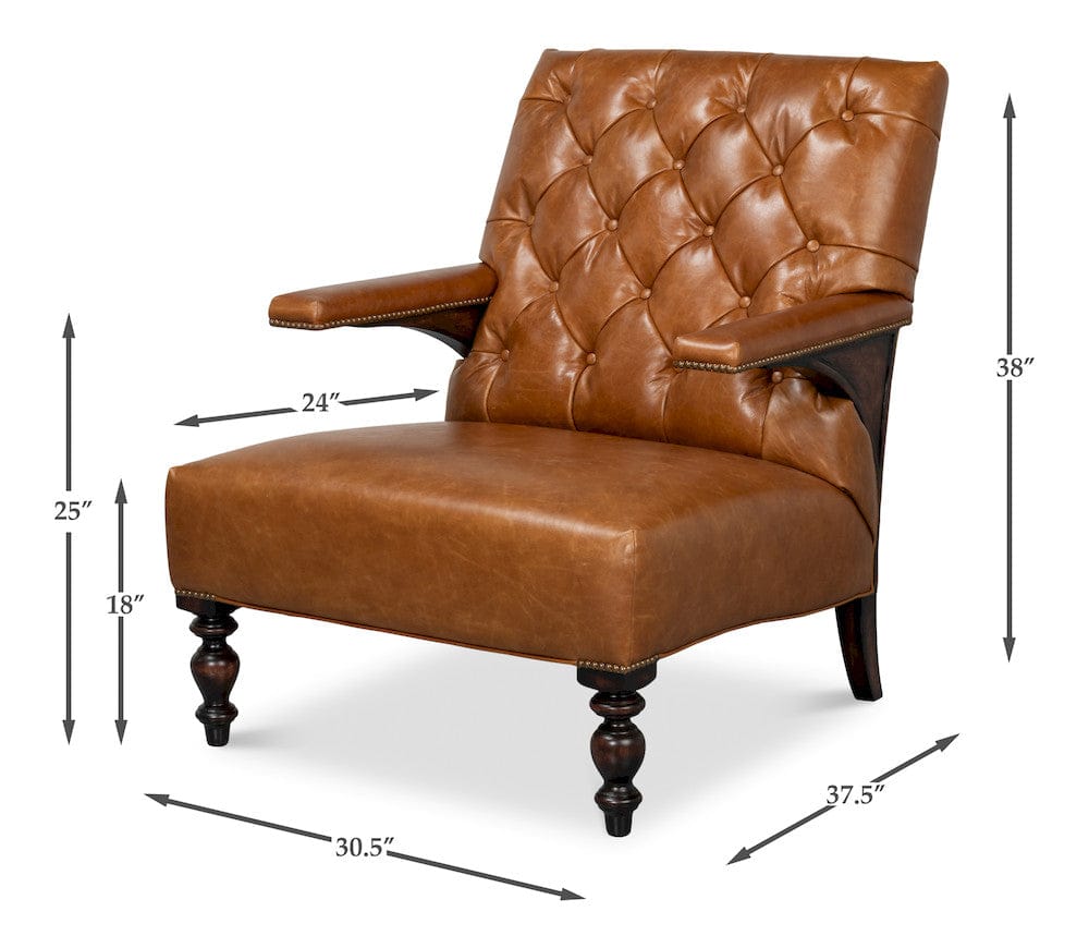 Sarreid Ltd - Dawson Distilled Leather Chair,Cuba Brn in Brown - 54063 view 13