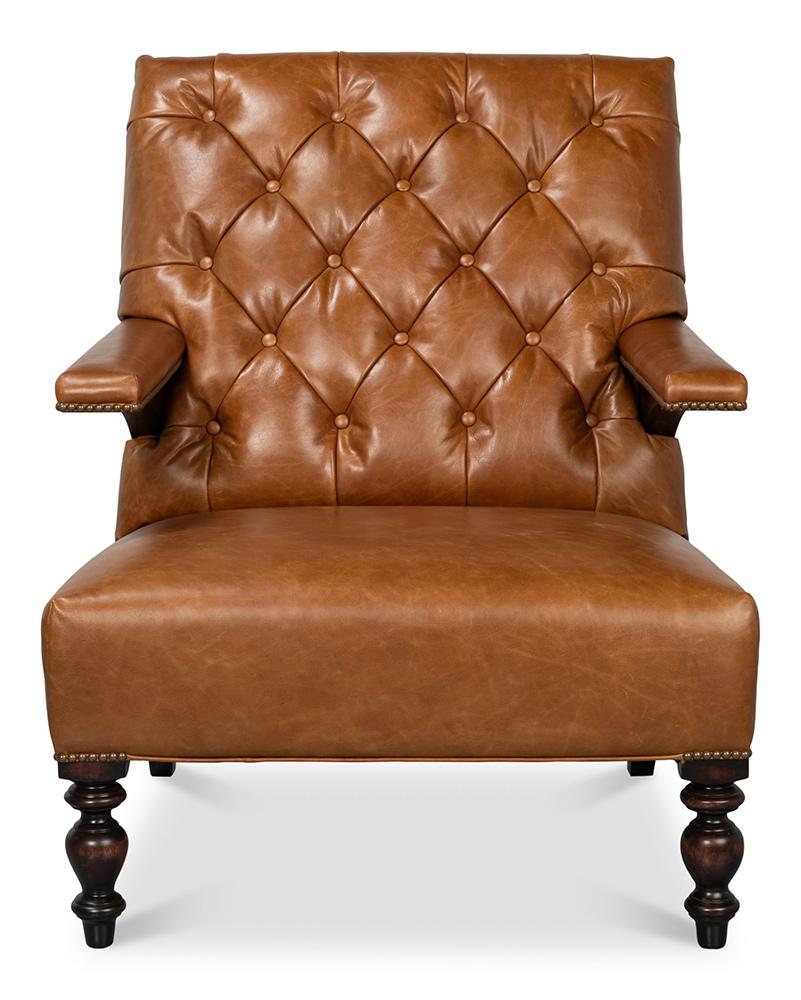 Sarreid Ltd - Dawson Distilled Leather Chair,Cuba Brown - 54063 veiw 2