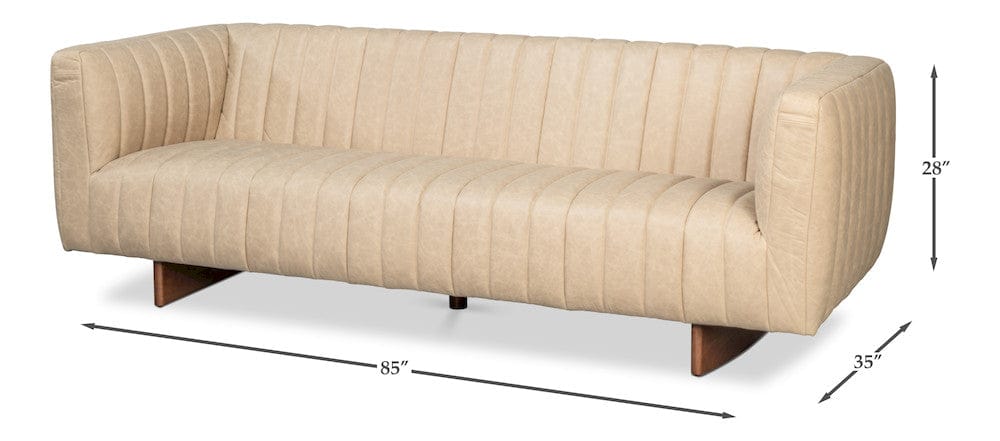 Sarreid Ltd - Denys Leather Sofa, Cappuccino White in White - 54244-CW view 13