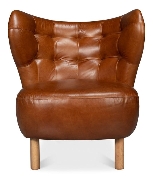 Sarreid Ltd - Diddy Leather Chair, Havana Brown - 54069 veiw 2