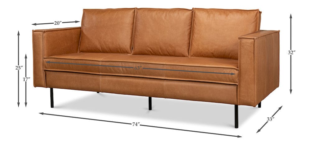 Sarreid Ltd - Esprit Leather Sofa in Brown - 53522 view 14
