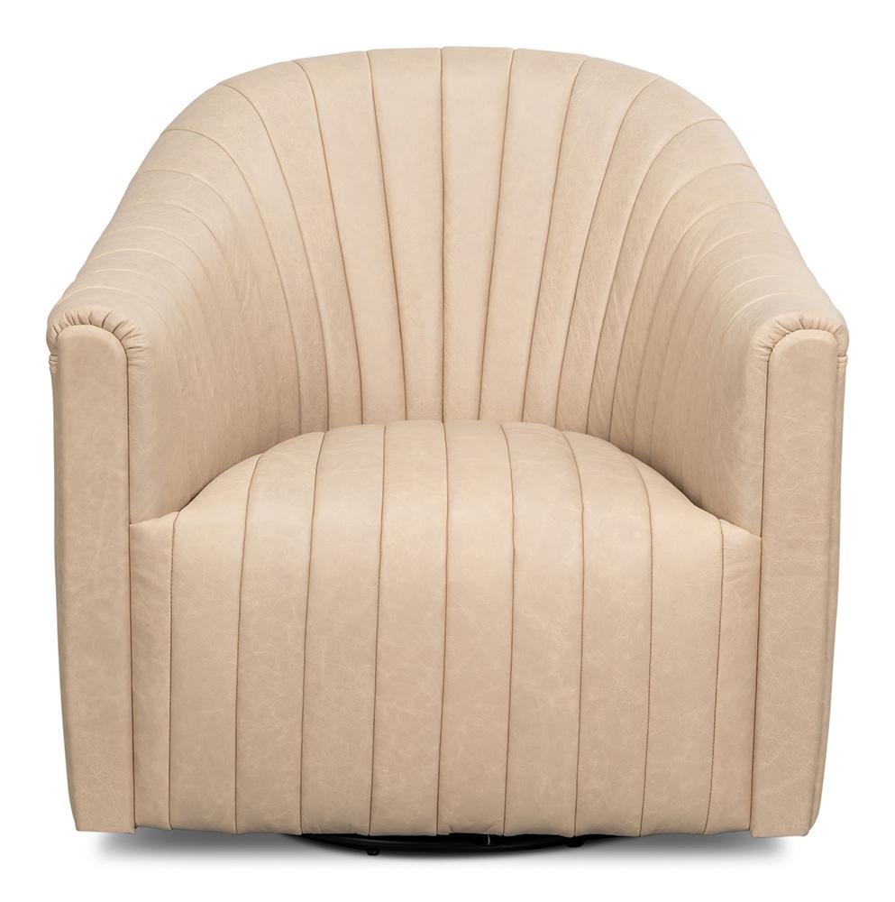 Sarreid Ltd - Essex Swivel Chair, Cappucino White - 54240 veiw 2