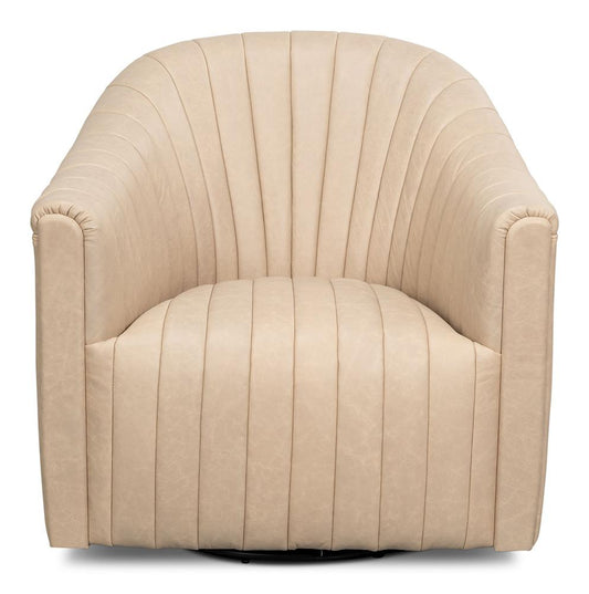 Sarreid Ltd - Essex Swivel Chair, Cappucino White - 54240 veiw 2