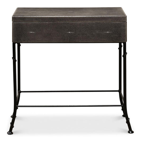 Sarreid Ltd - Grey Leather Shagreen Box On Stand - 40470 veiw 2