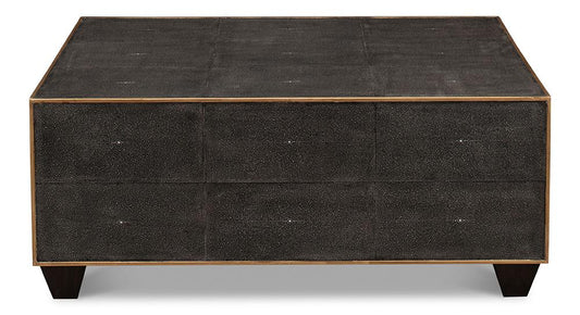 Sarreid Ltd - Grey Leather Shagreen Cocktail Table - 40471 veiw 2