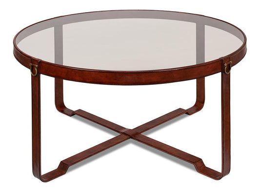 Sarreid Ltd - Harness Round Coffee Table - Brown - 29906 veiw 2