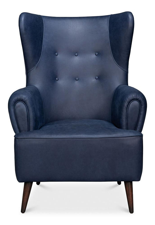 Sarreid Ltd - Hightower Distilled Leather Chair,Blue - 54059 veiw 2