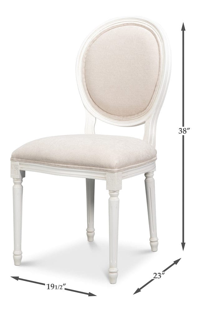 Sarreid Ltd - Hugo Oval Side Chair,Cortina White in White - 54178-08W view 13