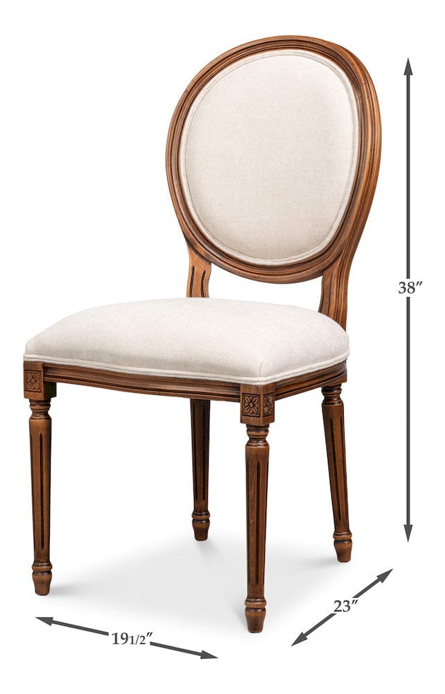 Sarreid Ltd - Hugo Oval Side Chair,Noce Anticato,Cream in Beige - 54178-NACV view 13