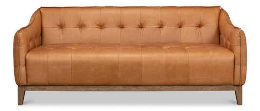 Sarreid Ltd - Isaac Leather Sofa - Brown - 53480 veiw 2