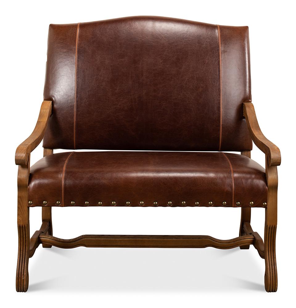 Sarreid Ltd - Italian Leather Settee - Brown - 28671 veiw 2