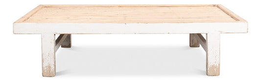 Sarreid Ltd - Large Wood Panel Coffee Tbl, Ant. White - 40429-1 veiw 2