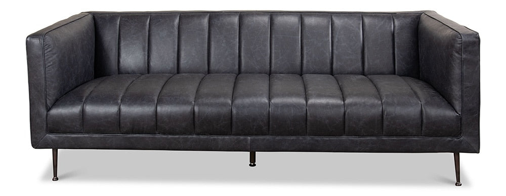 Sarreid Ltd - Lexington Sofa Nottinghill Grey Leather - 40926 veiw 2