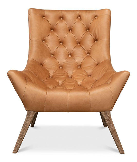 Sarreid Ltd - Lola Leather Chair - Brown - 53487 veiw 2