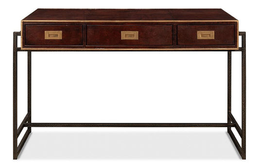 Sarreid Ltd - Old Brown Leather Desk - 53151 veiw 2