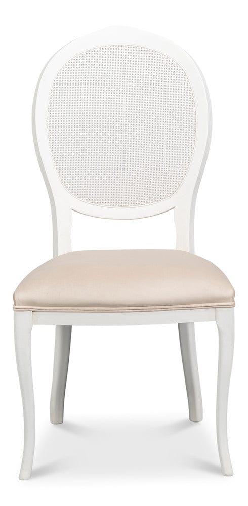 Sarreid Ltd - Oval Cane Back S/Chair, Cortina White in White - U093-08TV view 2