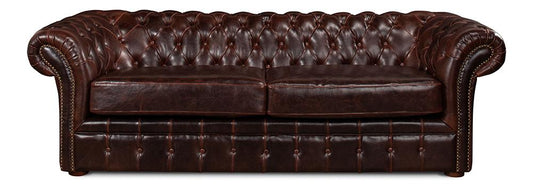 Sarreid Ltd - Piccadilly Sofa, Club Leather - Brown - 27729 veiw 2