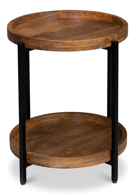 Sarreid Ltd - Profile Round End Table - Brown - 53837 veiw 2