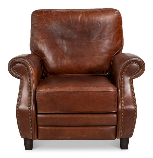 Sarreid Ltd - Roosevelt Leather Recliner in Brown - 54303 view 2