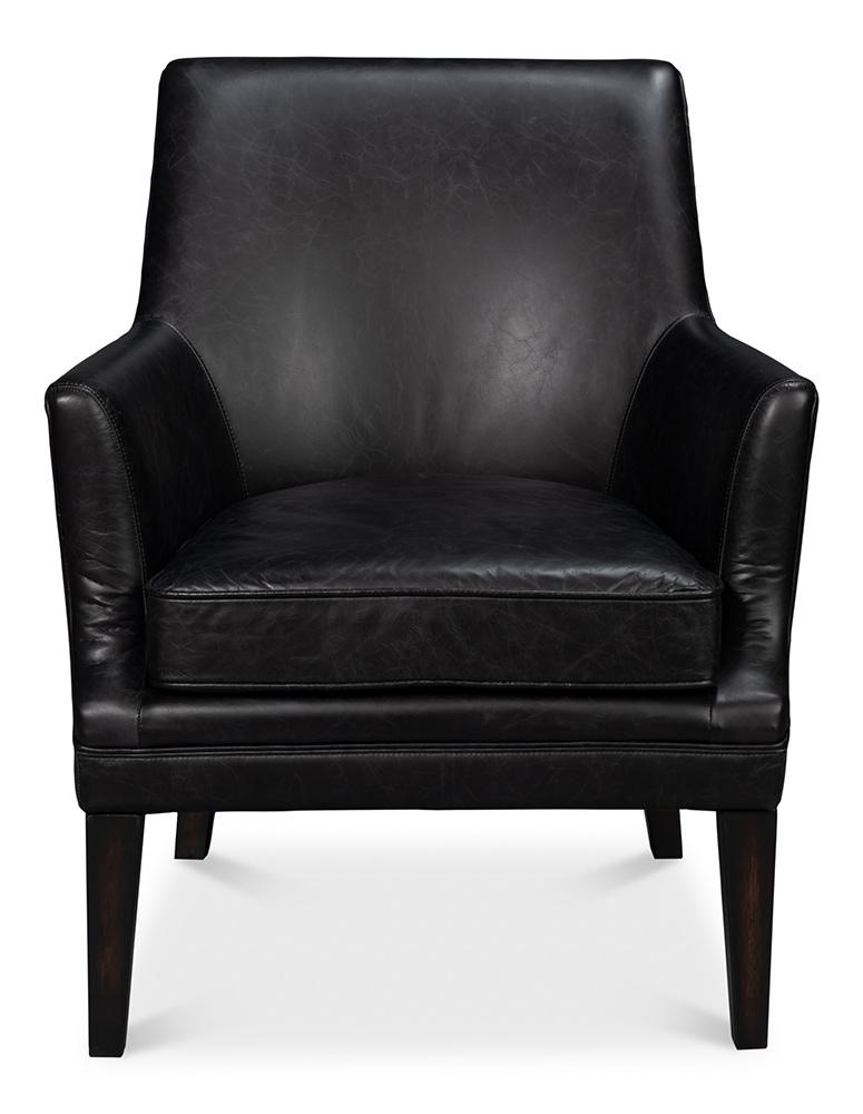 Sarreid Ltd - Royalton Distilled Leather Chair,Black - 54166 veiw 2
