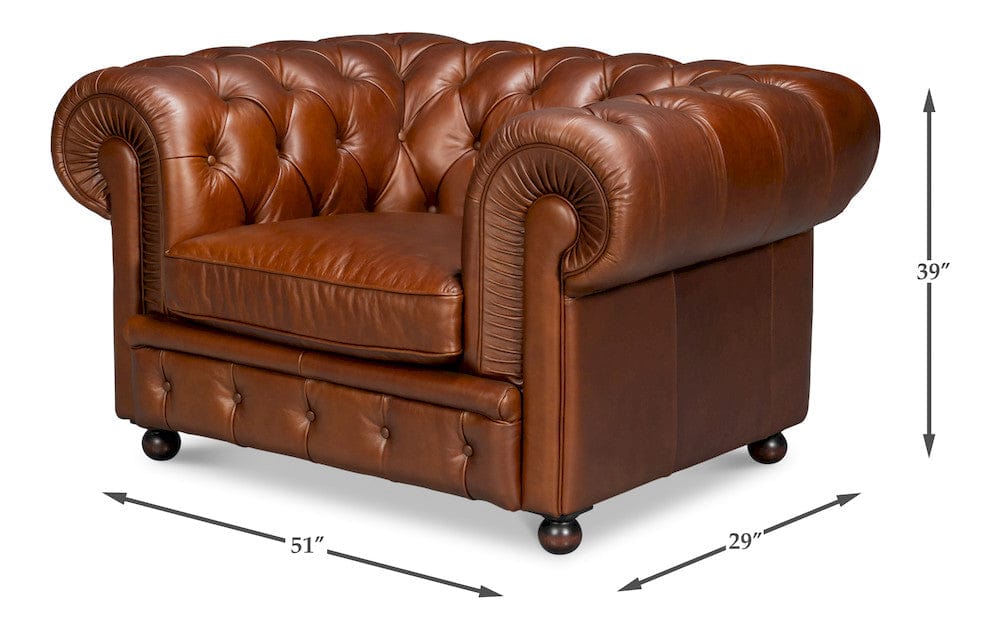 Sarreid Ltd - Savile Leather Chair,Dark Brown in Brown - 54238-MDB view 11