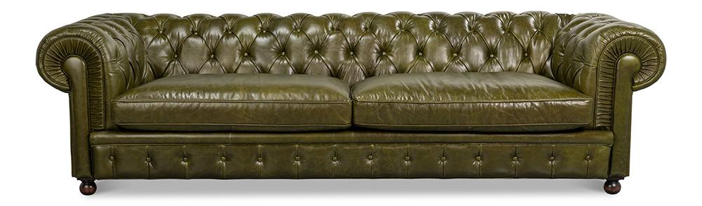 Sarreid Ltd - Savile Leather Sofa, Green - 54239 veiw 2