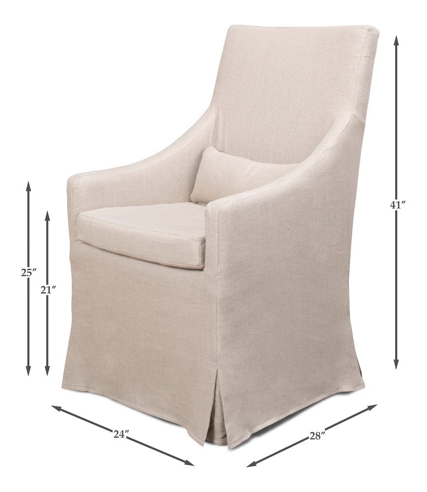 Sarreid Ltd - Skirted Arm Chair in Beige - 30689 view 11